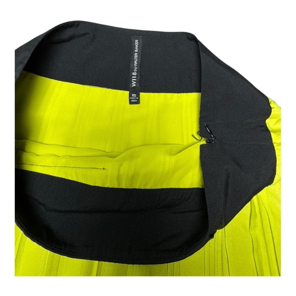 W118 By Walter Baker Lime Green & Black Pleated Skater Skirt Size XS - Picture 3 of 6